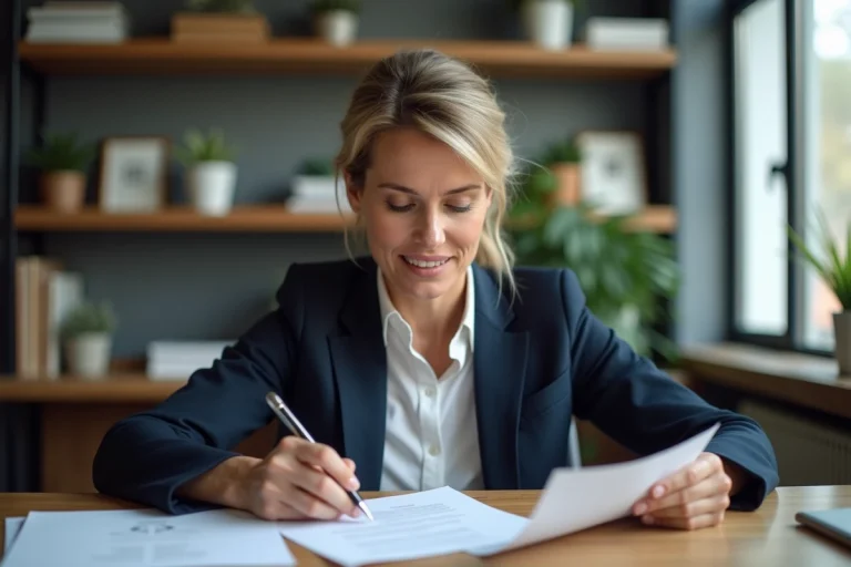 Femme d affaires française en costume professionnel